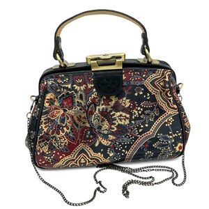 Elegant Black and Red Paisley Handbag